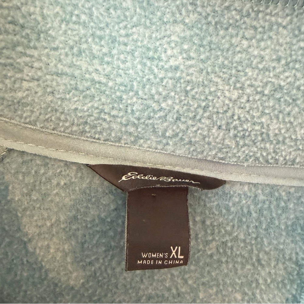 Eddie Bauer Light Blue Quarter Zip Pullover Fleece XL Cozy Casual - Picture 2 of 4